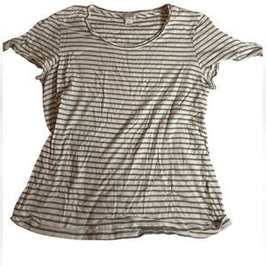 J. Crew Gray and White Striped Short Sleeve Tee